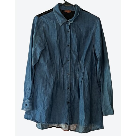 Scully Tops - Scully Women's Medium Long Sleeve Floral Western Shirt Blue Black Red Tan